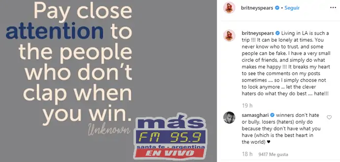 Redes Antisociales. 1 noticias britney spears instagram